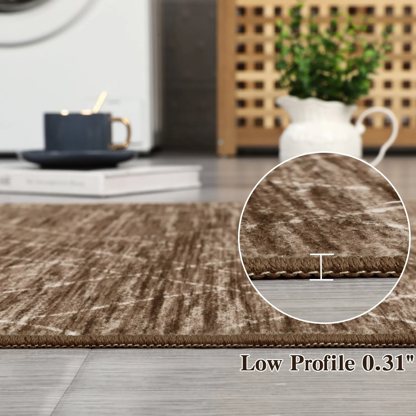 Washable Boho Area Rug for Living Room, Non Slip Neutral Farmhouse Entryway Rug Indoor, Easy Cleaning, Non Shedding, Kitchen Floor Mat Carpet Runner Rugs for Hallway Living Room Bedroom Kitchen Laundry Holiday Decor,Grey Brown Blue