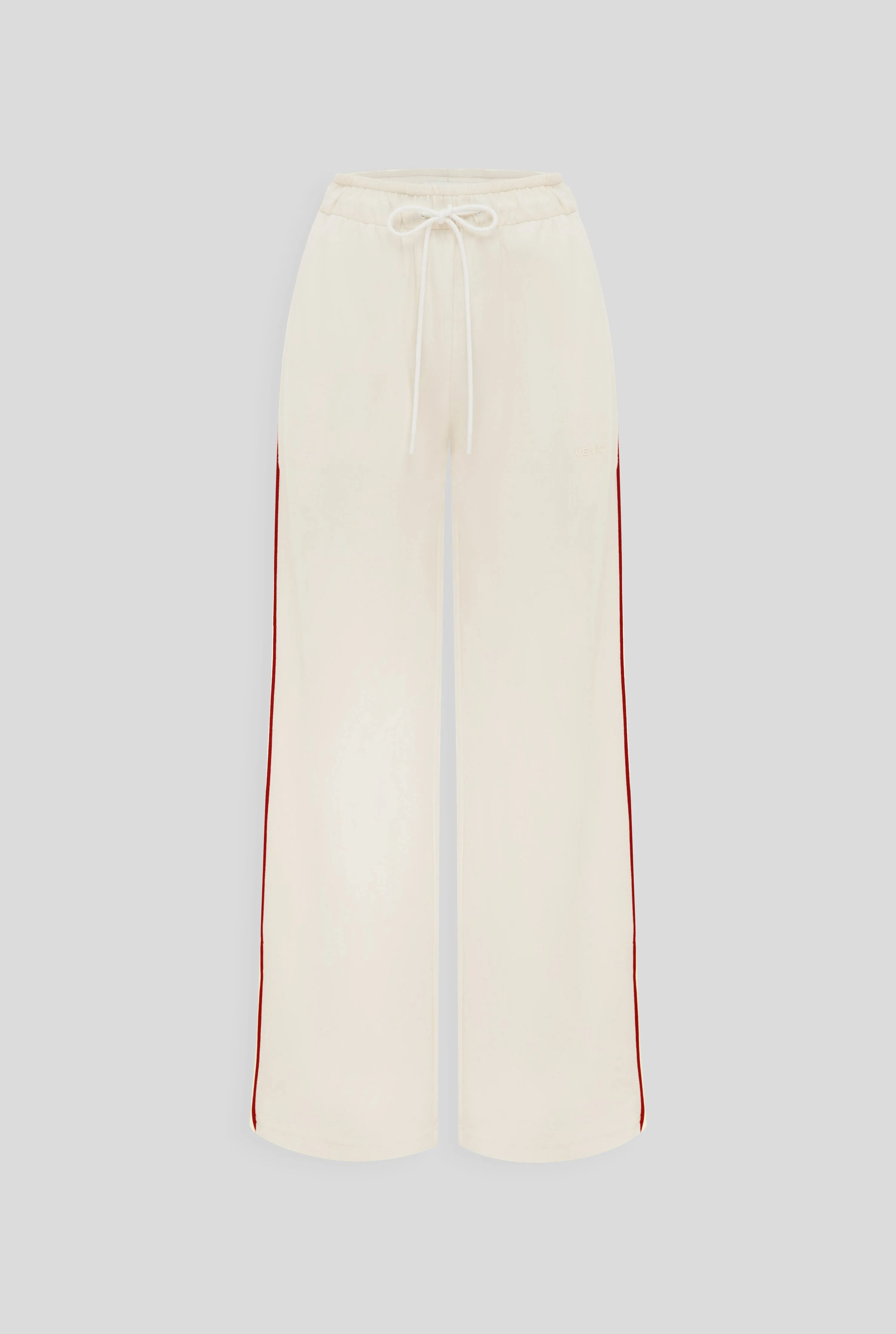 Wide Leg Track Pant - Cream/Red