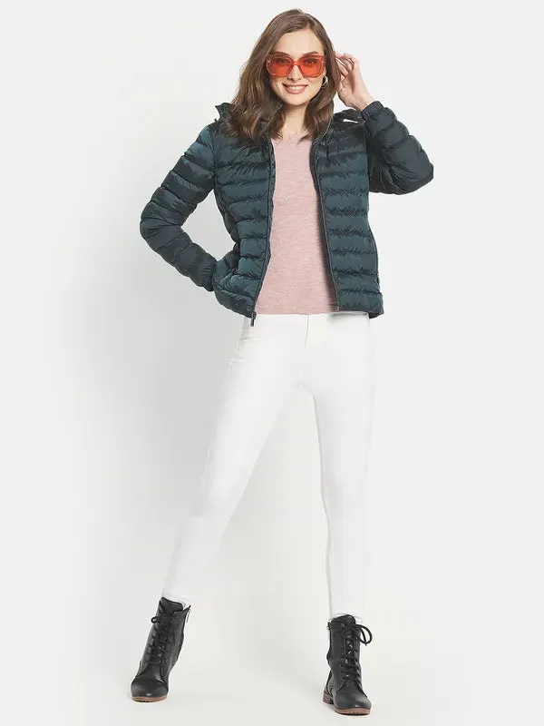 Women Solid Puffer Jacket