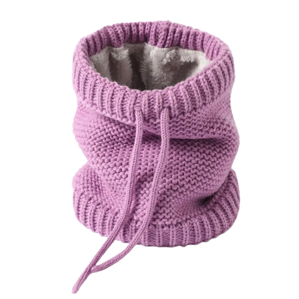 Women's knitted winter ring scarf neck cover soft thick fur