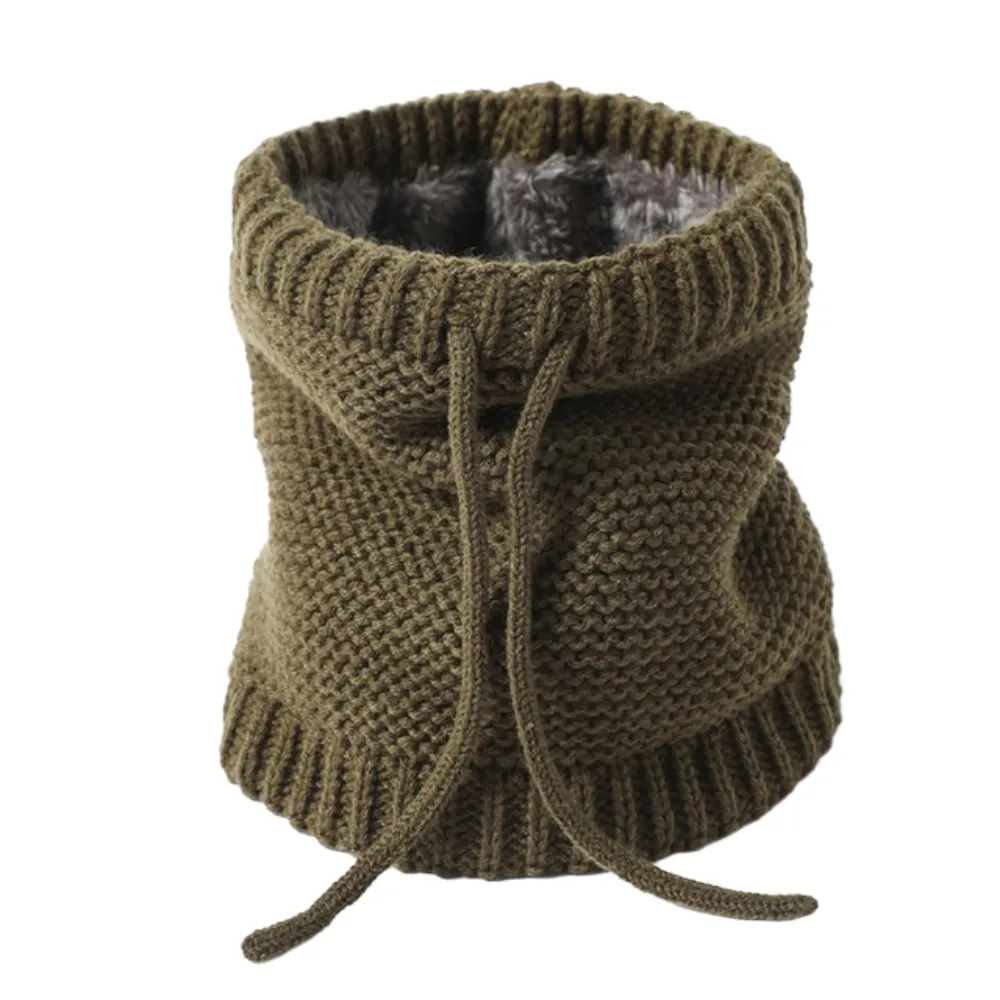 Women's knitted winter ring scarf neck cover soft thick fur